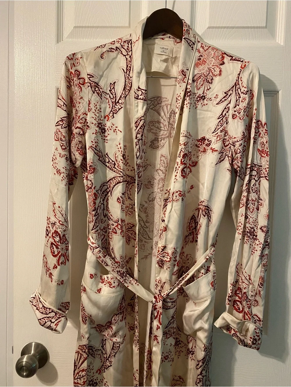 Aritzia Wilfred Pilier Jacket Robe kimono Floral Paisley Silk Luxury Size XS - Picture 7 of 13